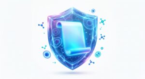 의료법 준수와 신뢰를 상징하는 3D 의학 일러스트