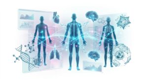 병원의 전문성을 강조하는 디지털 마케팅 컨셉의 3D 일러스트